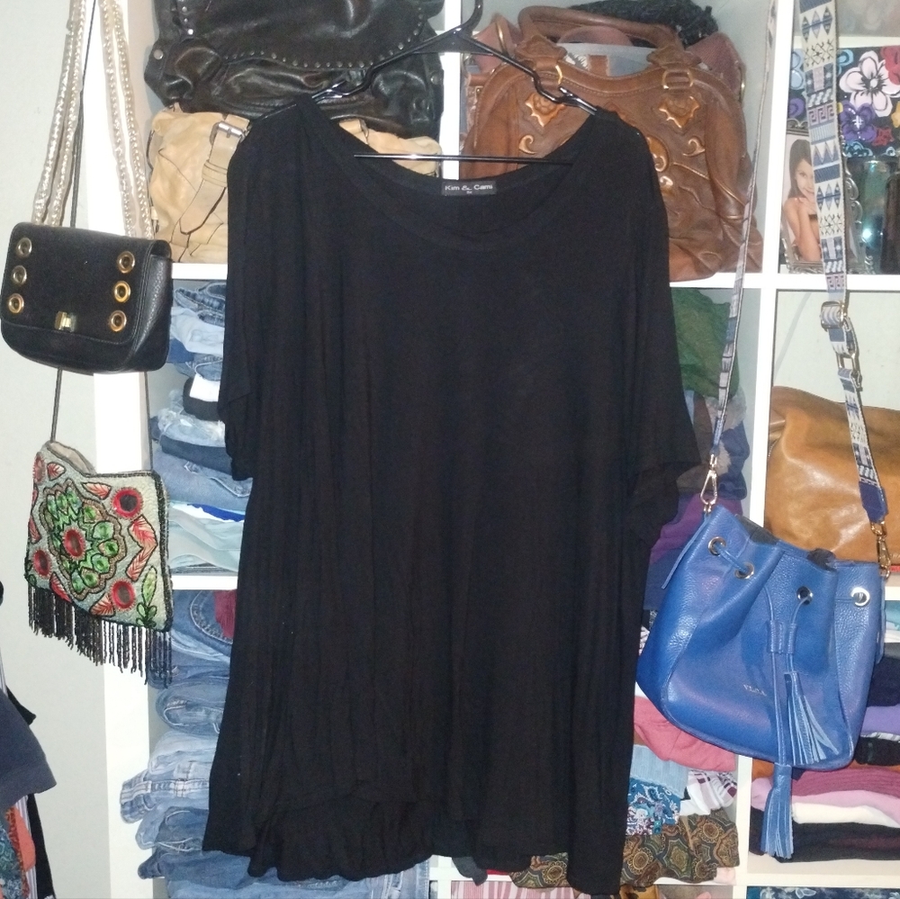 Kim & Cami 3X Black Women's Top